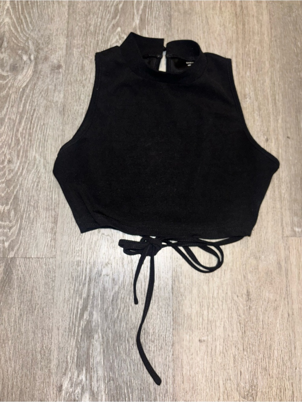 Shein Black Sleeveless Tie-Front Crop Top - Women's